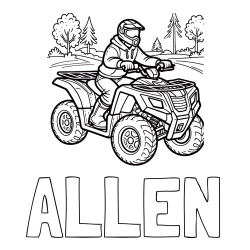 ALLEN Coloring Page and Motorist on ATV Coloring Page