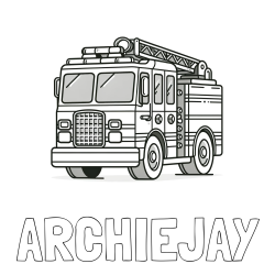 Online Created Coloring Page - ARCHIE-JAY Coloring Page and Coloring Page of a Big Fire Truck