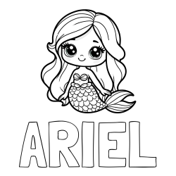 ARIEL Coloring Page and Coloring Page of a Very Cute Little Mermaid