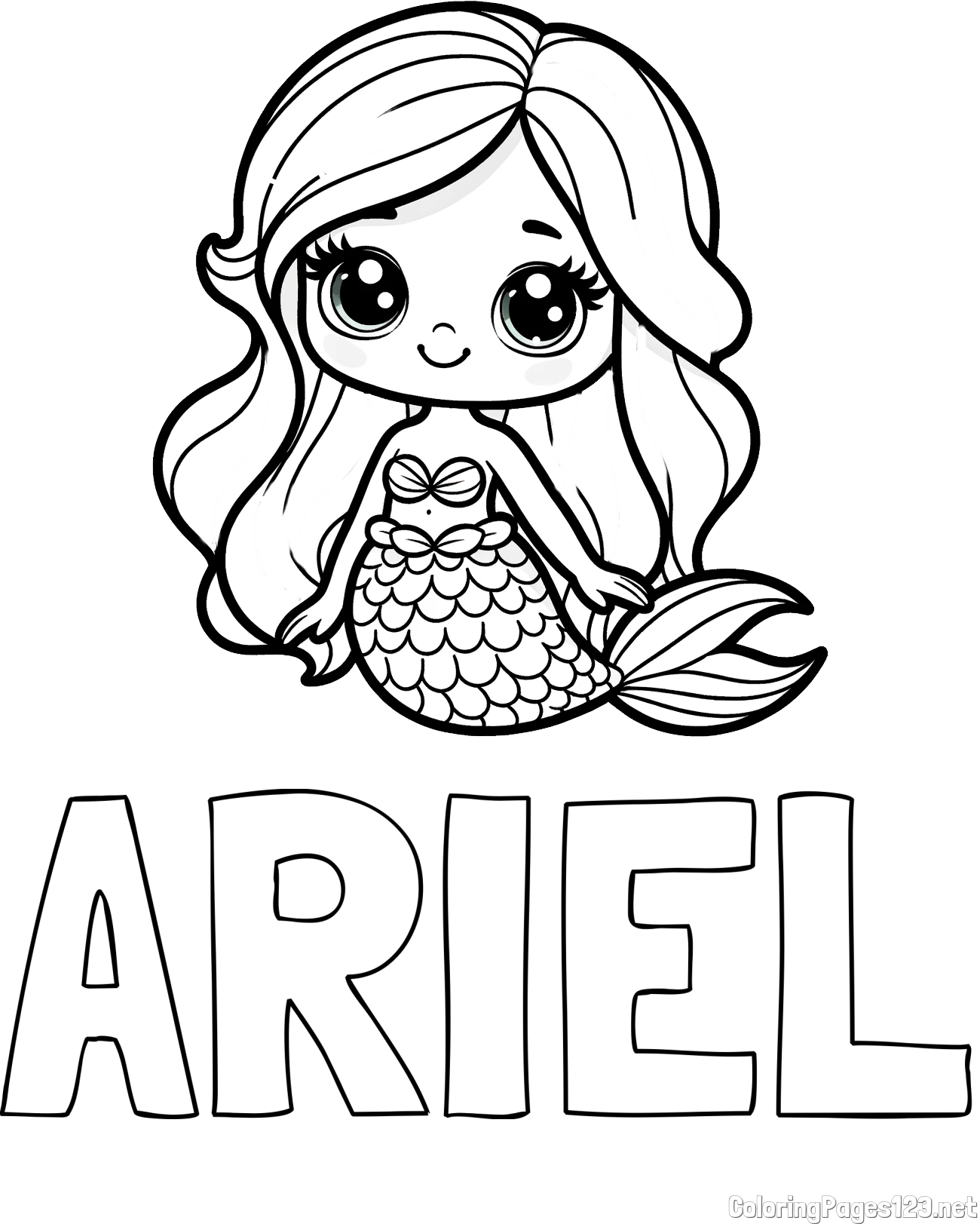 ARIEL Coloring Page and Coloring Page of a Very Cute Little Mermaid