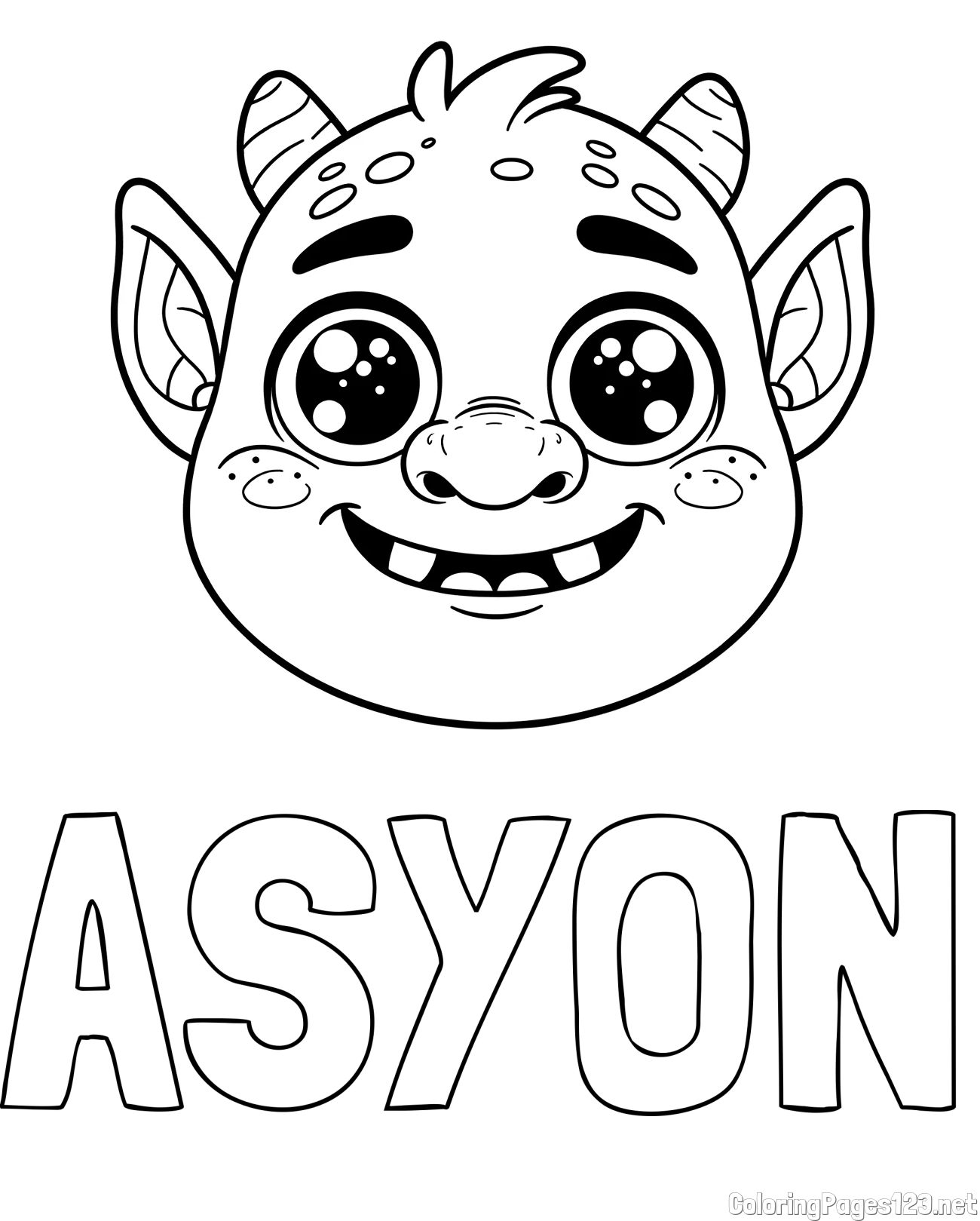 ASYON Coloring Page and Friendly Ogre Coloring Page