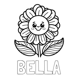 Online Created Coloring Page - BELLA Coloring Page and Smiling Flower Coloring Page