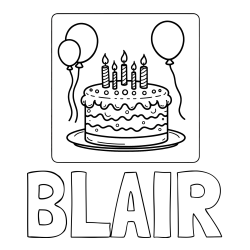 Online Created Coloring Page - BLAIR Coloring Page and 5th Birthday Cake Coloring Page