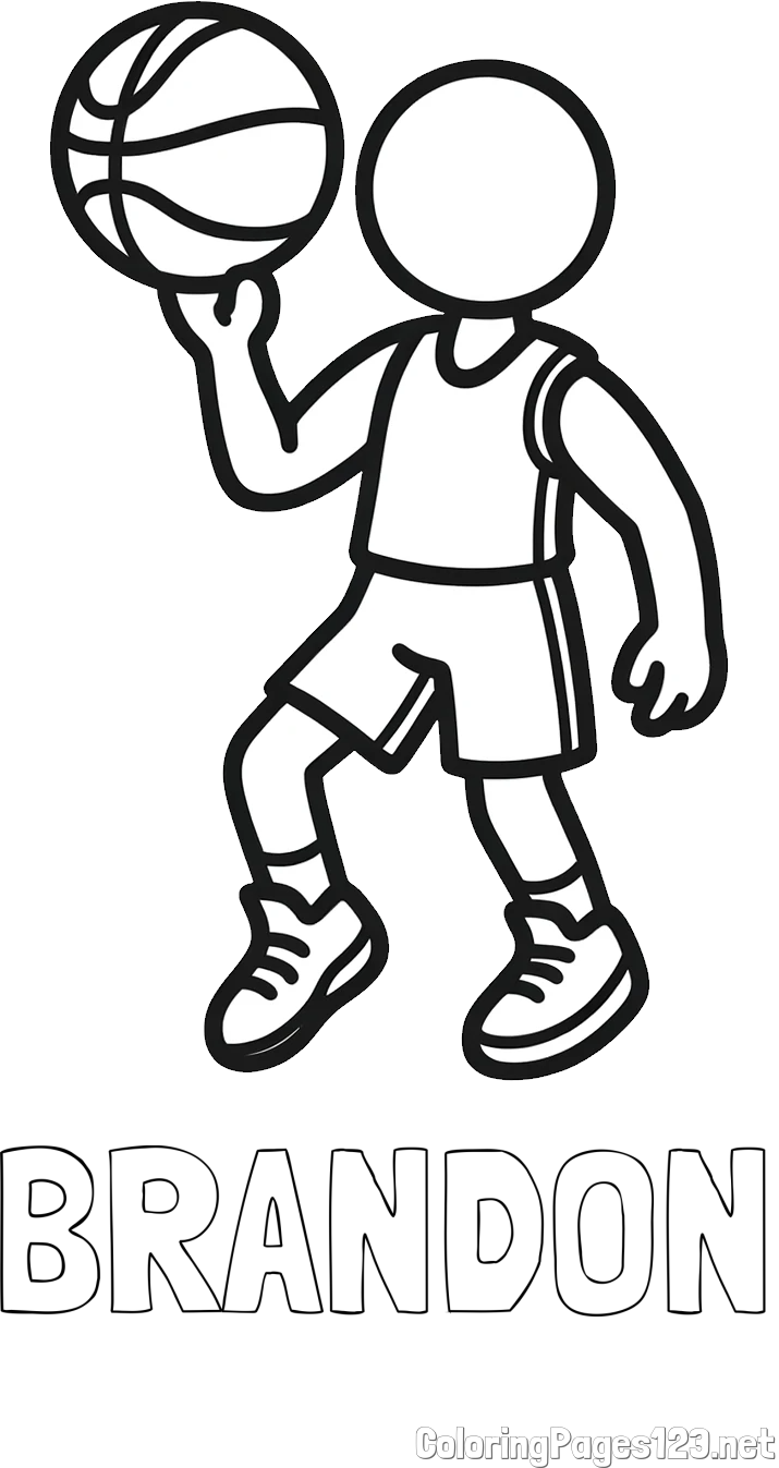BRANDON Coloring Page and Children's Coloring Page of Basketball Player