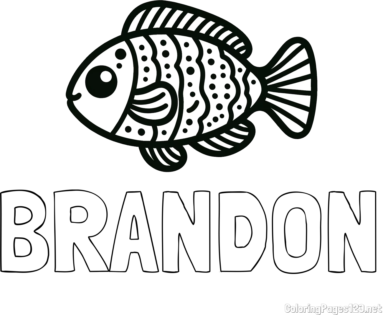 BRANDON Coloring Page and Free Coloring Page of a Fish