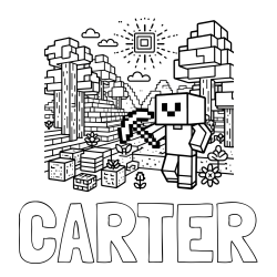 Online Created Coloring Page - CARTER Coloring Page and Minecraft World Coloring Page