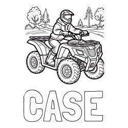 Online Created Coloring Page - CASE Coloring Page and Motorist on ATV Coloring Page