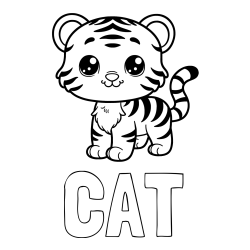CAT Coloring Page and Cute Tiger Cub Coloring Page