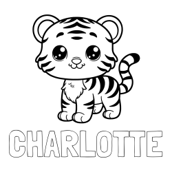 Online Created Coloring Page - CHARLOTTE Coloring Page and Cute Tiger Cub Coloring Page