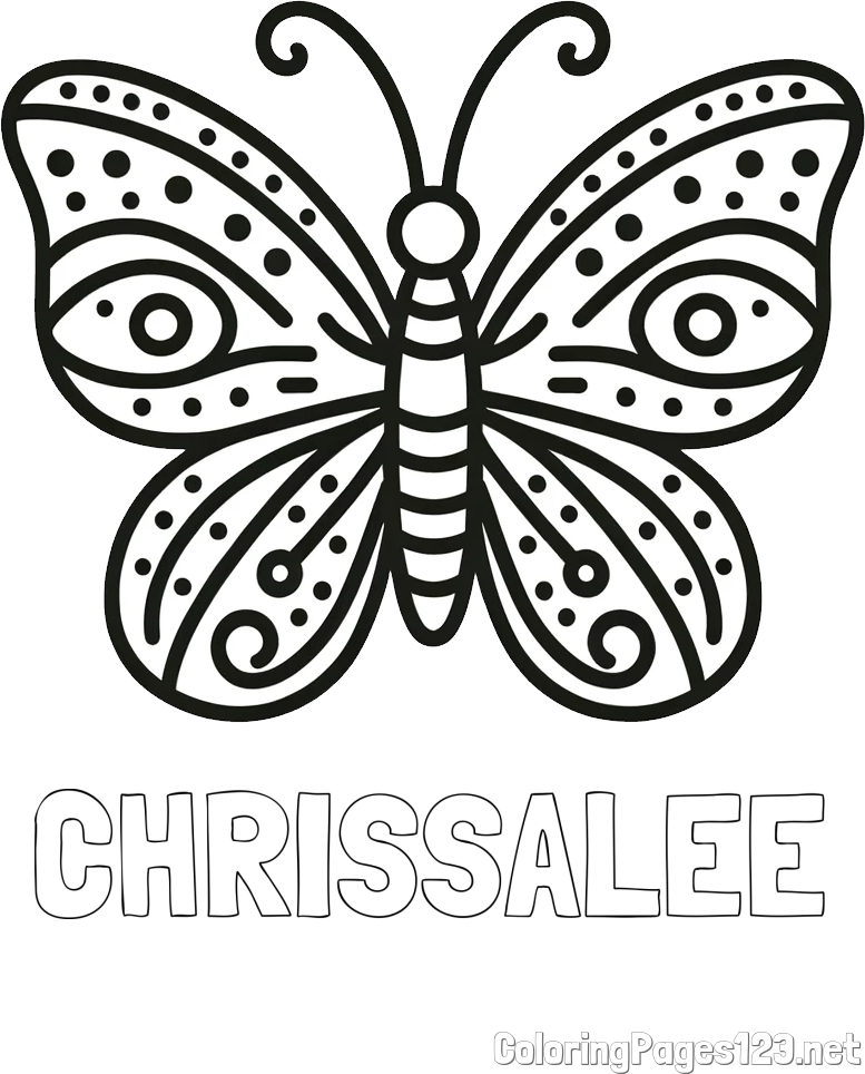 CHRISSALEE Coloring Page and Butterfly Coloring Page (Simple)