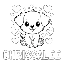 Online Created Coloring Page - CHRISSALEE Coloring Page and Coloring Page of a Cute Dog and Hearts
