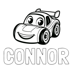 Online Created Coloring Page - CONNOR Coloring Page and Children's Printable Coloring Page of a Racing Car
