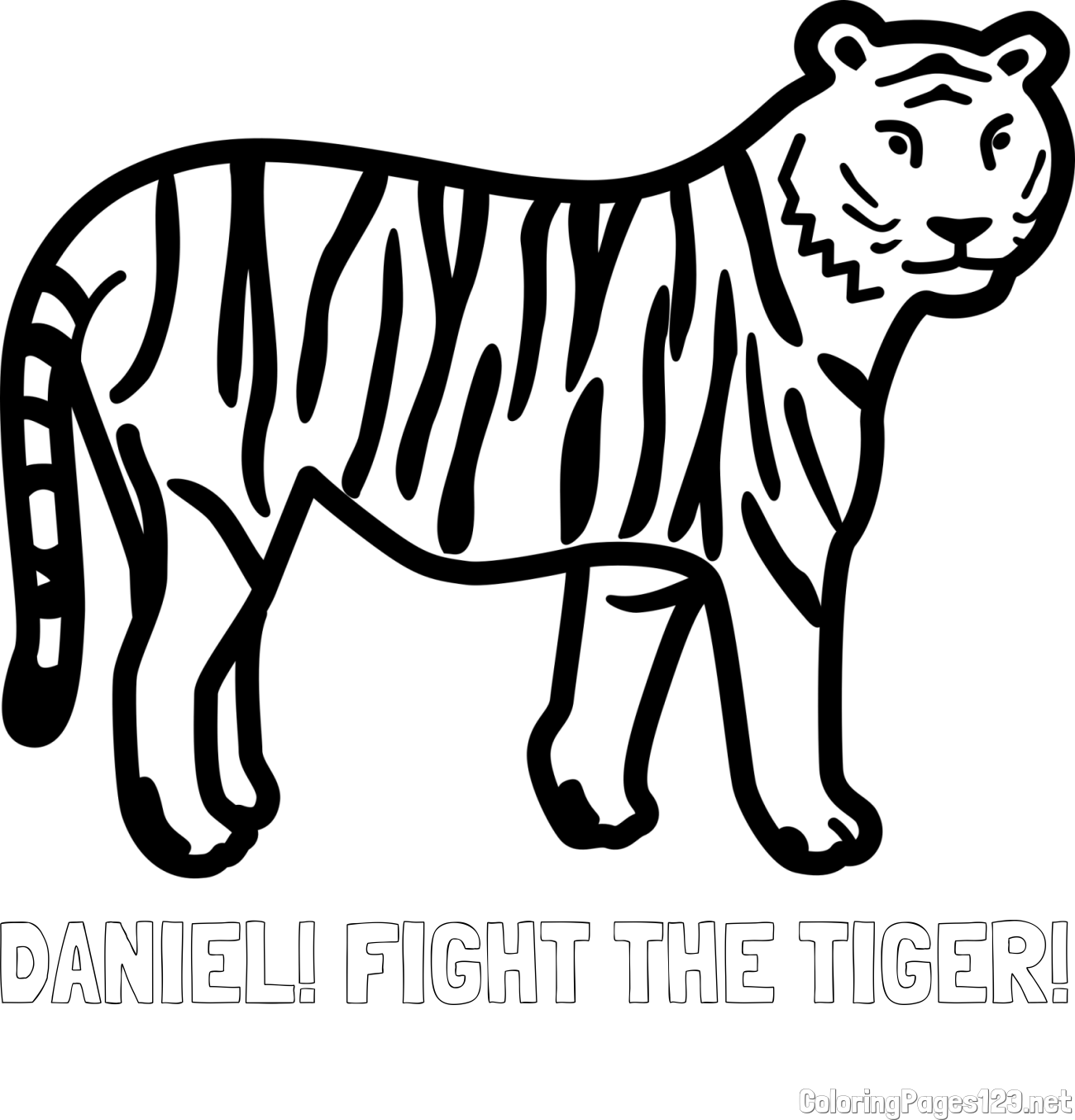 DANIEL! FIGHT THE TIGER! Coloring Page and Easy Tiger Coloring Page