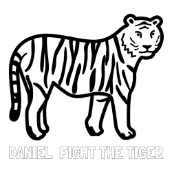 DANIEL  FIGHT THE TIGER Coloring Page and Easy Tiger Coloring Page