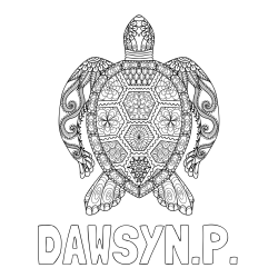 DAWSYN.P. Coloring Page and Sea Turtle Mandala Coloring Page