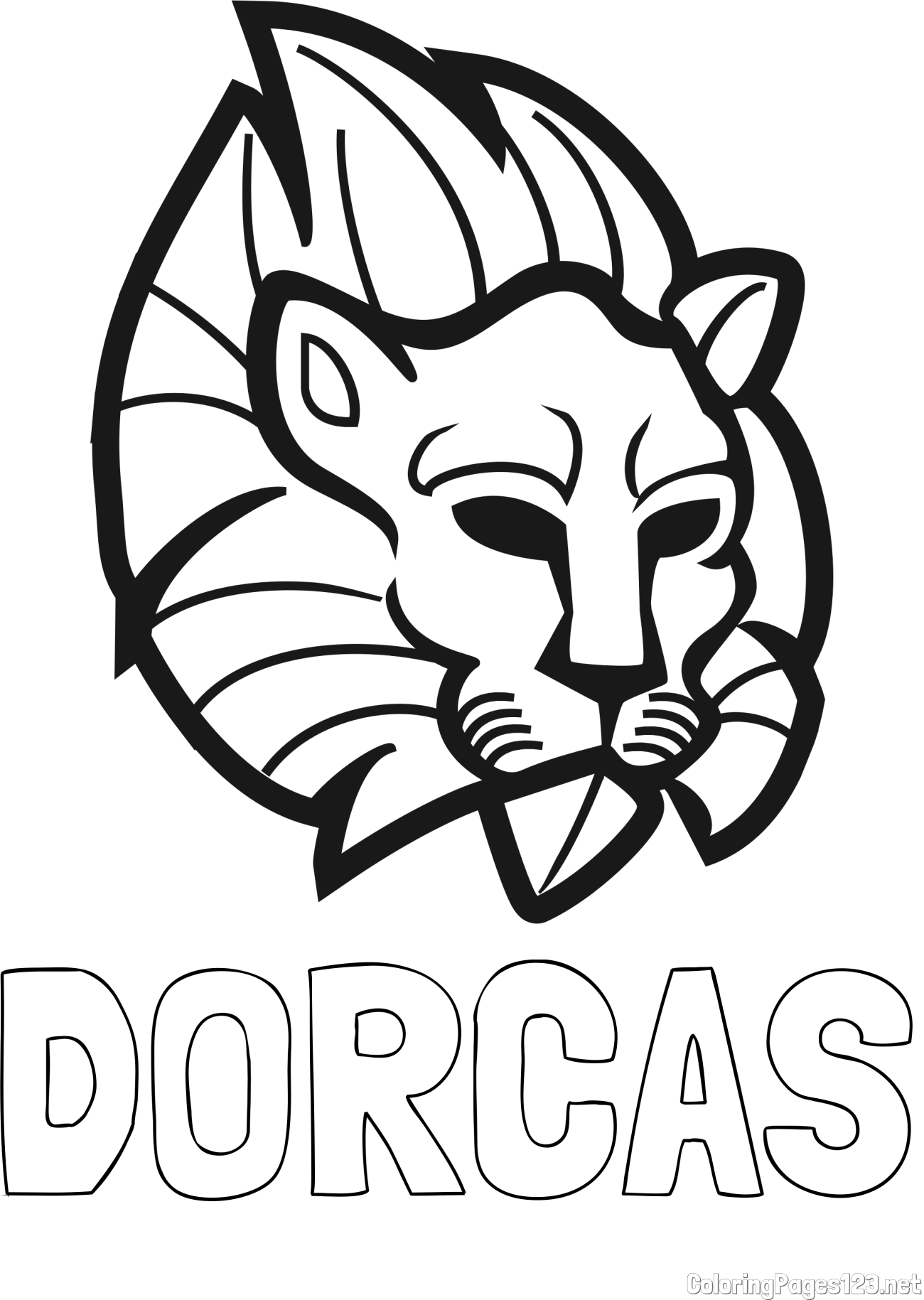 DORCAS Coloring Page and Abstract Lion Face Coloring Page