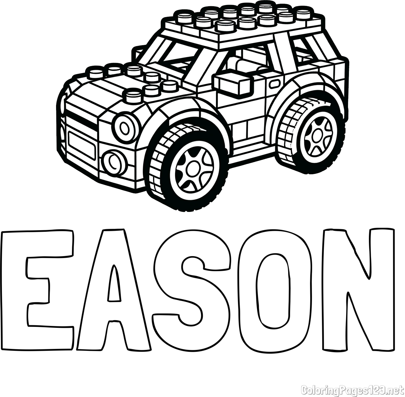 EASON Coloring Page and LEGO Car Coloring Page