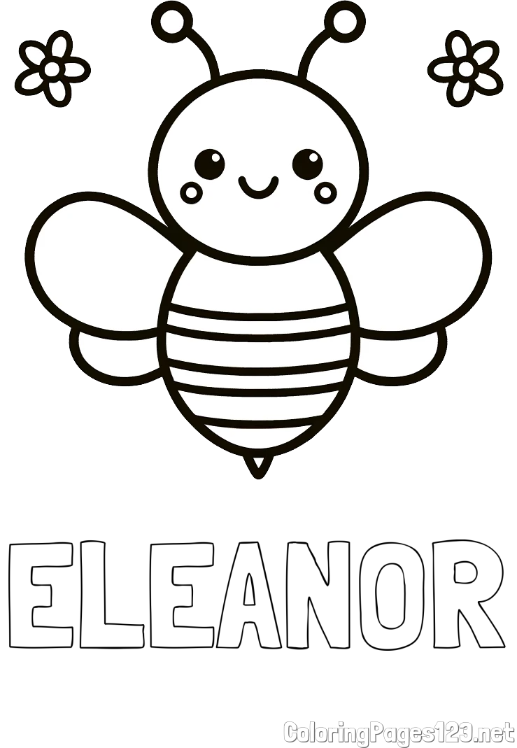 ELEANOR Coloring Page and Children's Bee Coloring Page