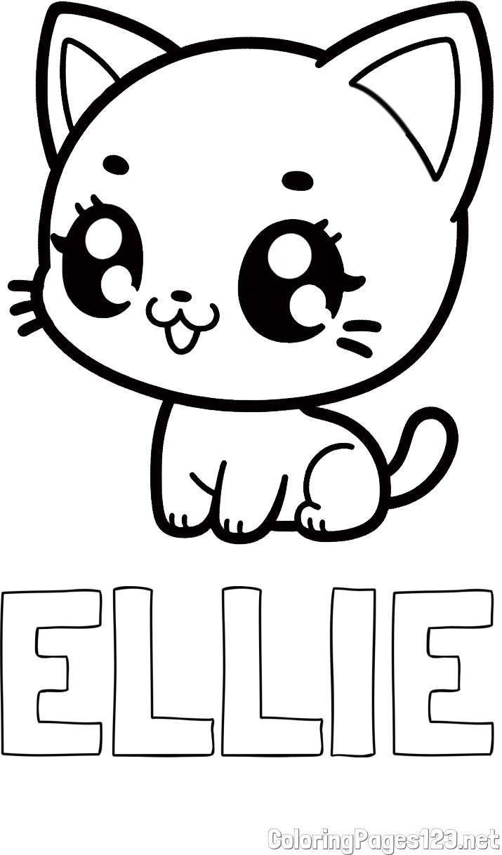 ELLIE Coloring Page and Coloring Page of an Anime Cat