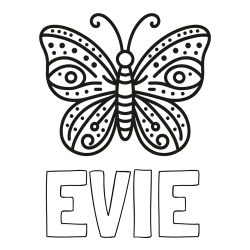 Online Created Coloring Page - EVIE Coloring Page and Butterfly Coloring Page (Simple)