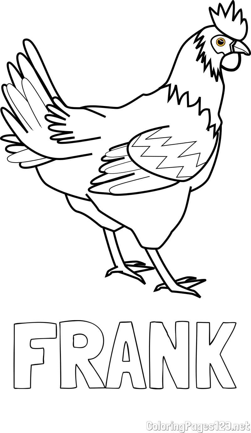 FRANK Coloring Page and Coloring Page of a Hen