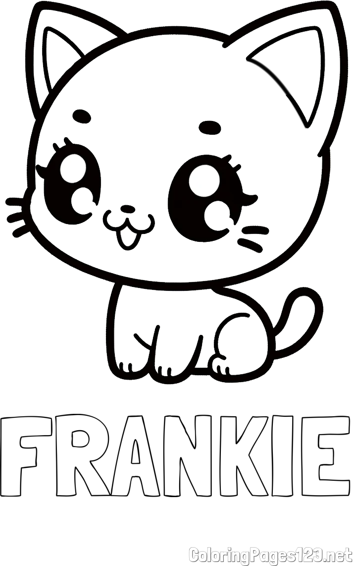 FRANKIE Coloring Page and Coloring Page of an Anime Cat