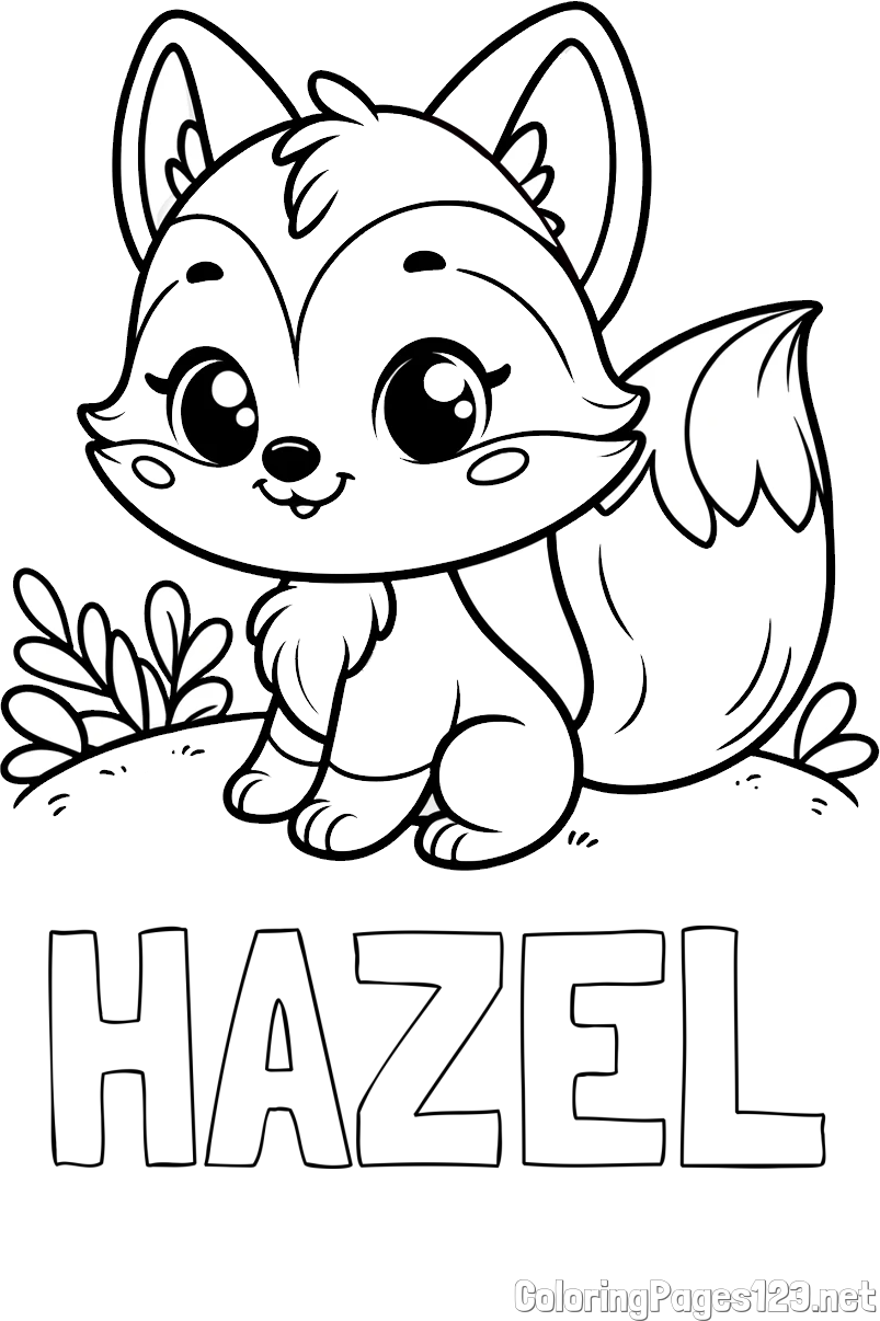 HAZEL Coloring Page and Cute Fox Coloring Page