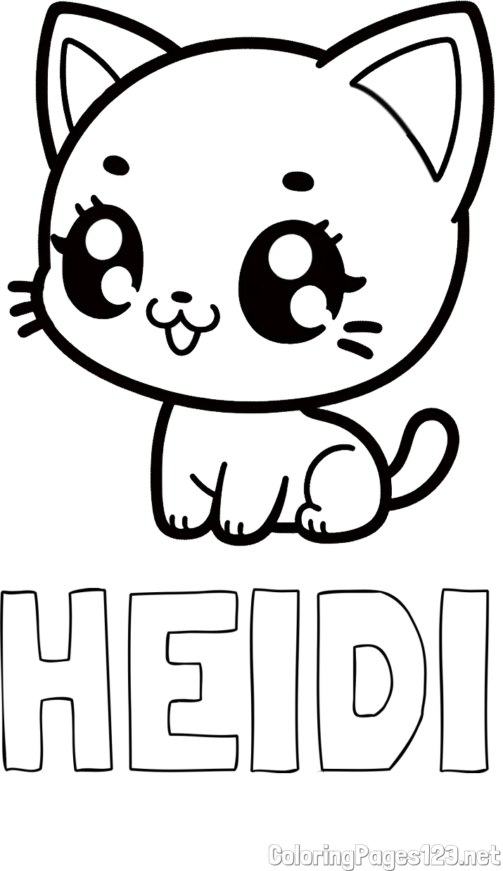 HEIDI Coloring Page and Coloring Page of an Anime Cat