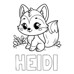 Online Created Coloring Page - HEIDI Coloring Page and Cute Fox Coloring Page