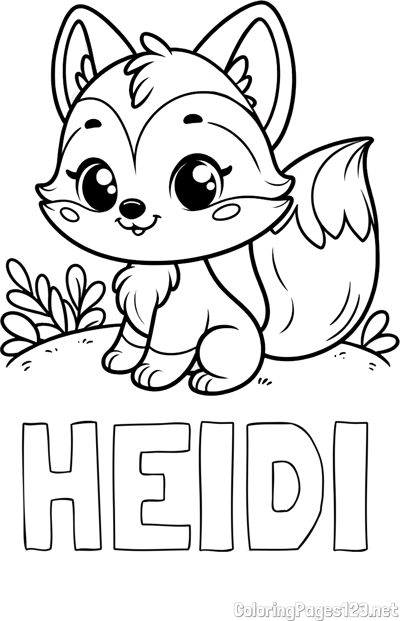 HEIDI Coloring Page and Cute Fox Coloring Page