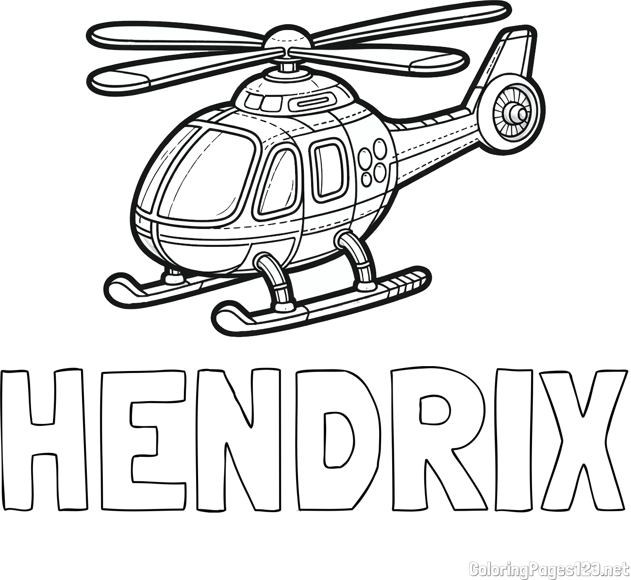 HENDRIX Coloring Page and Coloring Page of a Helicopter