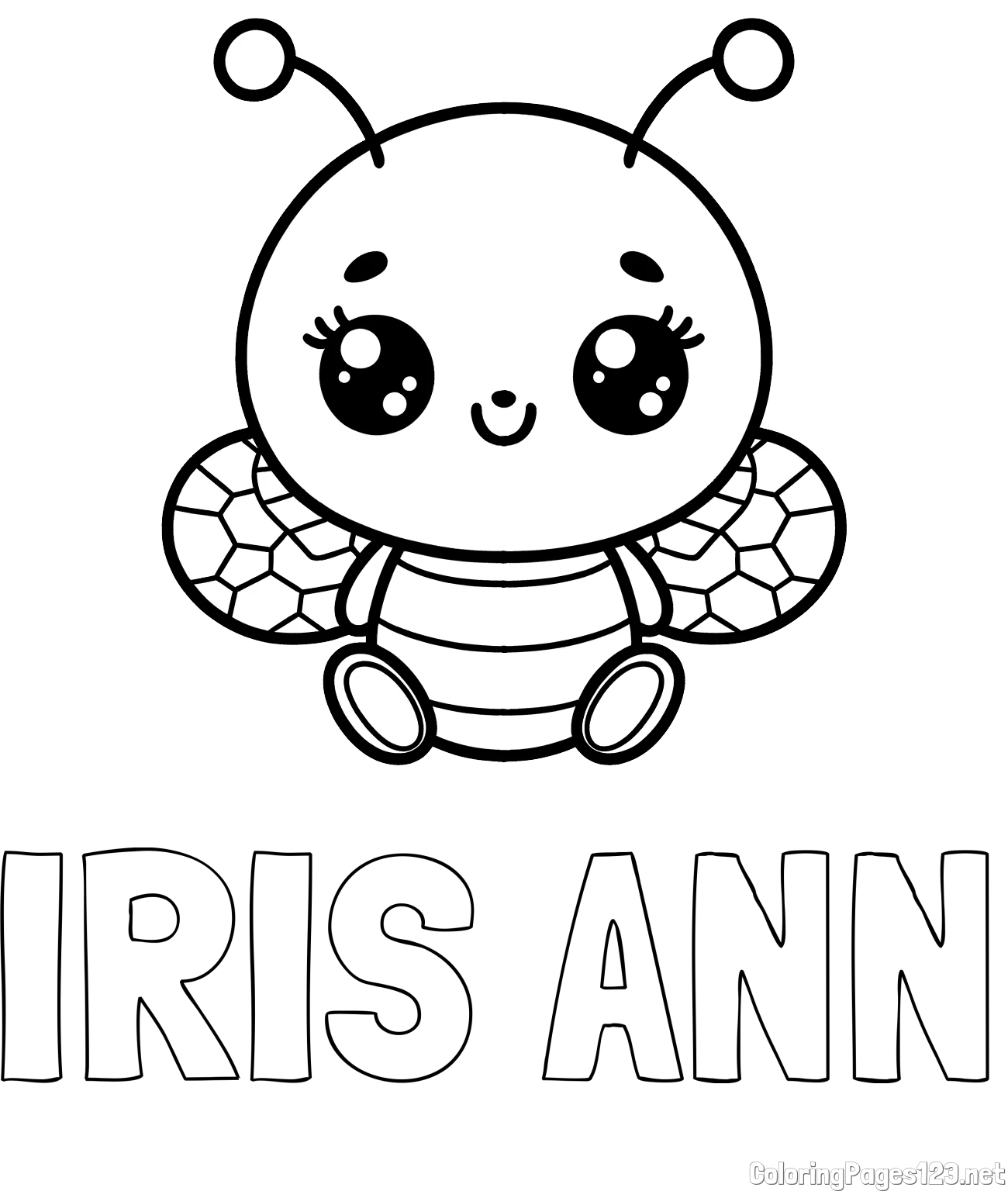 IRIS ANN Coloring Page and Children's Coloring Page of a Cute Bee