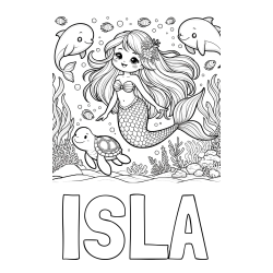 Online Created Coloring Page - ISLA Coloring Page and Coloring Page of a Cute Mermaid with Friends