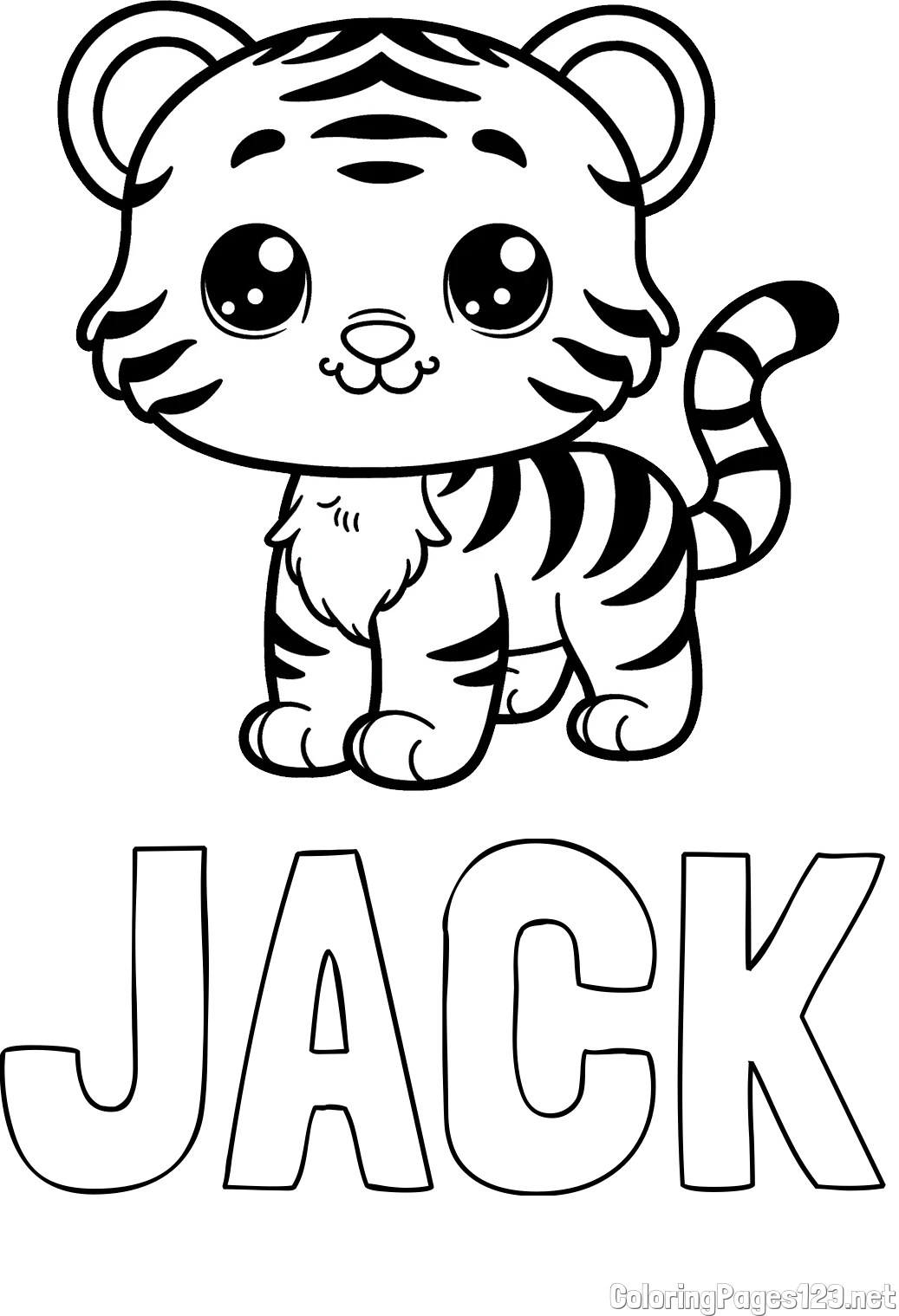 JACK Coloring Page and Cute Tiger Cub Coloring Page