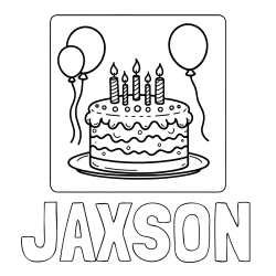 Online Created Coloring Page - JAXSON Coloring Page and 5th Birthday Cake Coloring Page