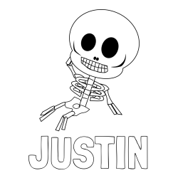Online Created Coloring Page - JUSTIN Coloring Page and Easy Skeleton Coloring Page