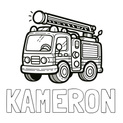KAMERON Coloring Page and Children's Coloring Page of a Simple Fire Truck