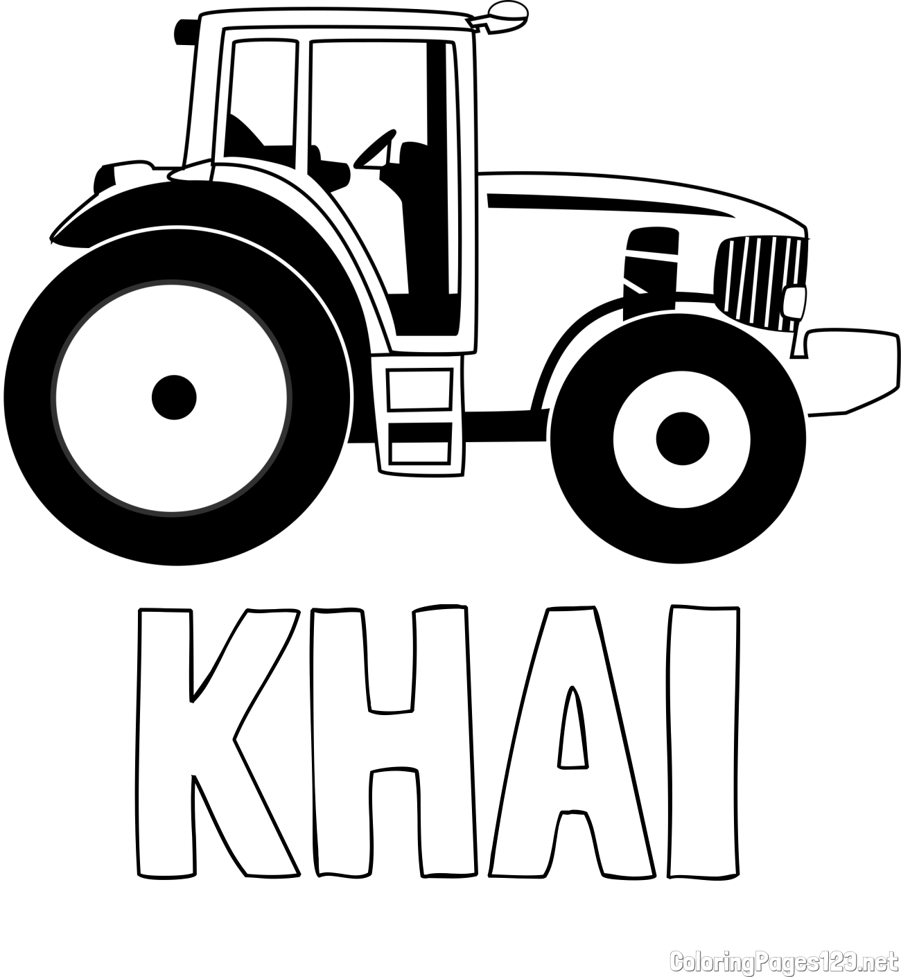 KHAI Coloring Page and Large Tractor Coloring Page