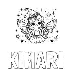 Online Created Coloring Page - KIMARI Coloring Page and Coloring Page of a Cute and Smiling Magical Fairy