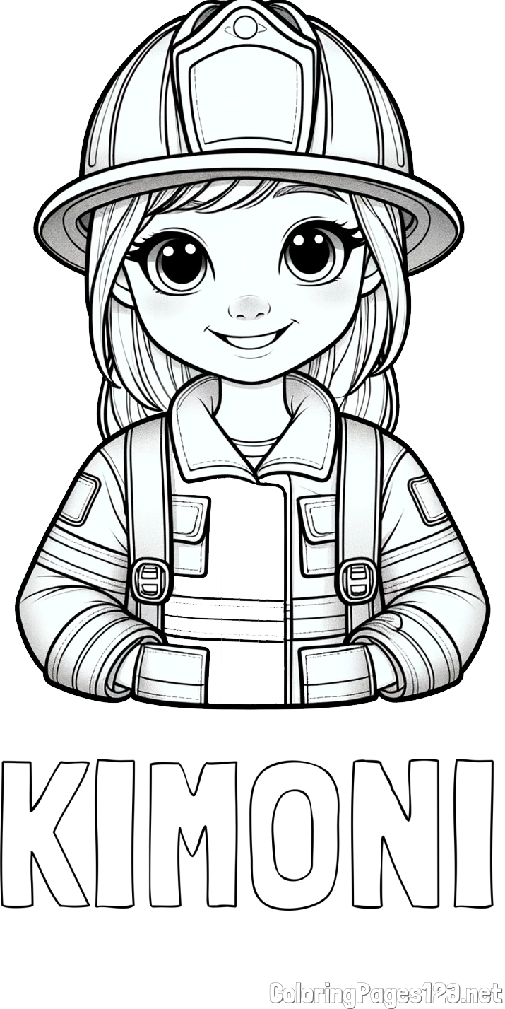 KIMONI Coloring Page and Coloring page of a cute firewoman