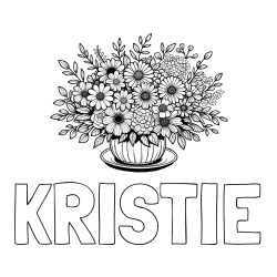 KRISTIE Coloring Page and Beautiful Bouquet of Flowers Coloring Page