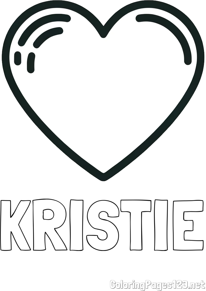 KRISTIE Coloring Page and Free Printable Coloring Page of a Heart