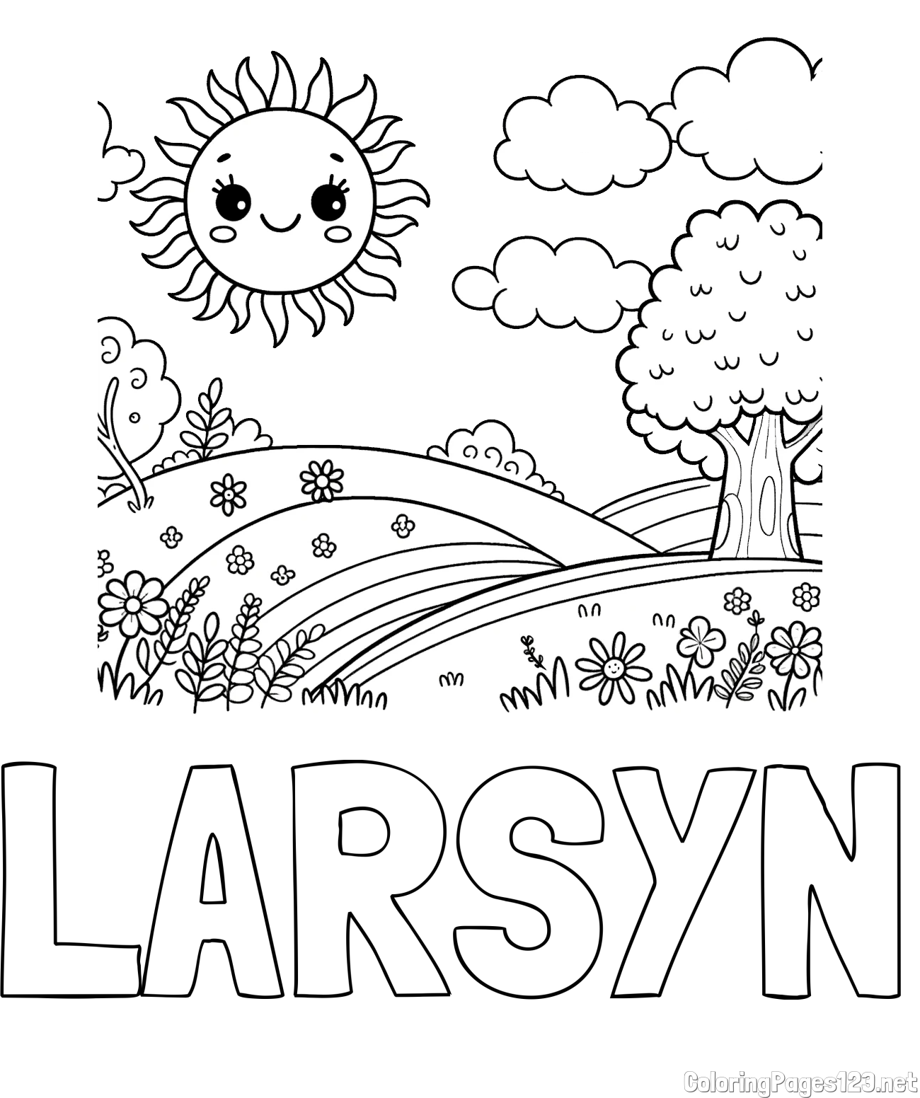 LARSYN Coloring Page and Sunny Nature Coloring Page