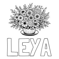 LEYA Coloring Page and Beautiful Bouquet of Flowers Coloring Page
