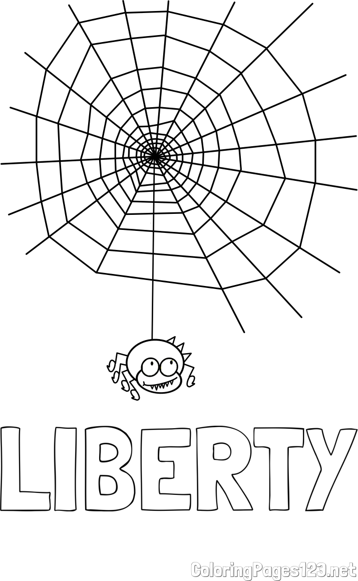 LIBERTY Coloring Page and Spider Web Coloring Page