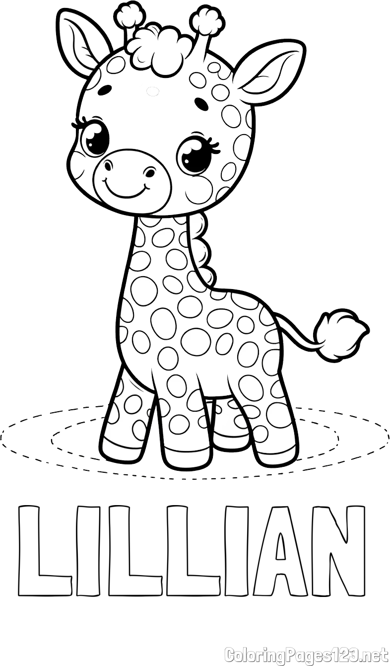 LILLIAN Coloring Page and Playful Giraffe Coloring Page