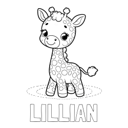 Online Created Coloring Page - LILLIAN Coloring Page and Playful Giraffe Coloring Page
