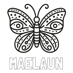 Online Created Coloring Page - MAELAUN Coloring Page and Butterfly Coloring Page (Simple)
