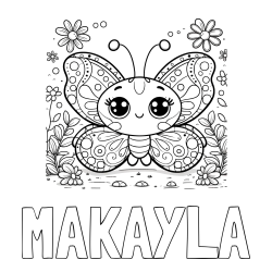 Online Created Coloring Page - MAKAYLA Coloring Page and Cute Butterfly Coloring Page