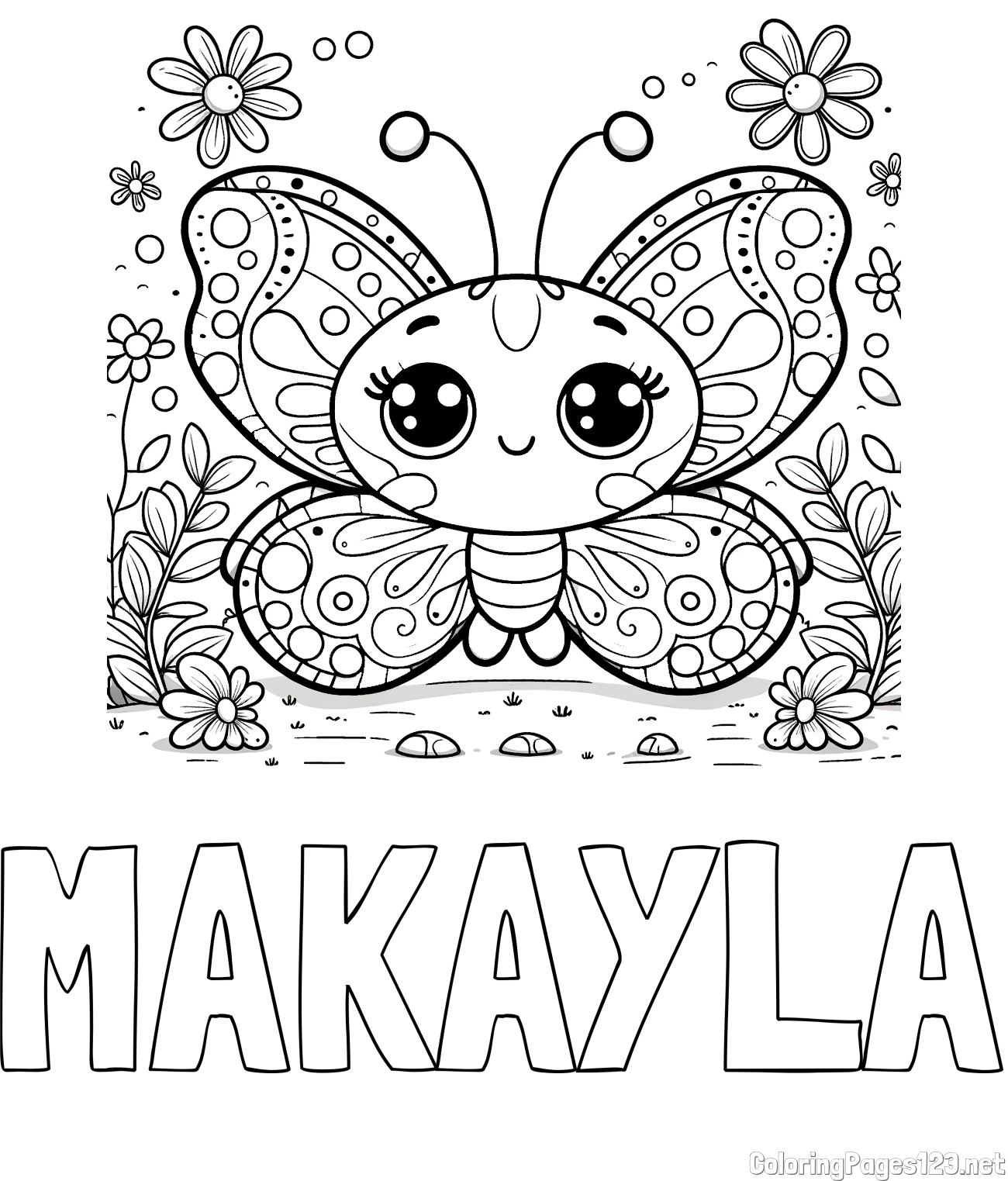 MAKAYLA Coloring Page and Cute Butterfly Coloring Page